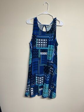 Bobbie Brooks Blue & Aqua Geometric Tank Dress